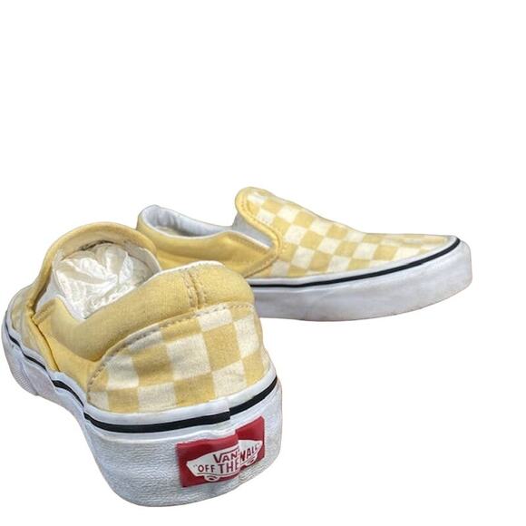 Vans Yellow White Checkered Canvas Slip On Sneakers Women Sz 5.5 - Picture 8 of 12